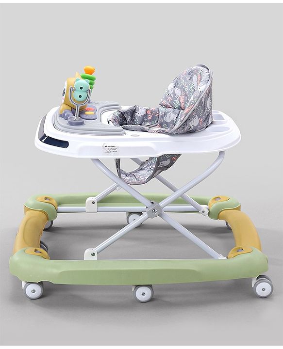 Babyhug Bunny Face 2 In 1 Walker Cum Rocker With 3 Level Adjustable Height & Musical Play Tray With Light  - Green