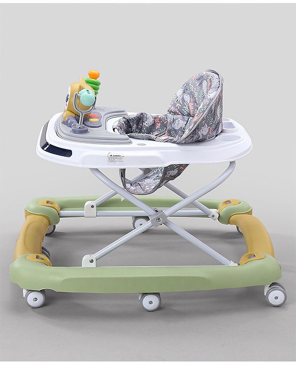 Babyhug Bunny Face 2 In 1 Walker Cum Rocker With 3 Level Adjustable Height & Musical Play Tray With Light  - Green