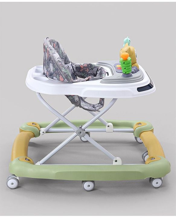 Babyhug Bunny Face 2 In 1 Walker Cum Rocker With 3 Level Adjustable Height & Musical Play Tray With Light  - Green