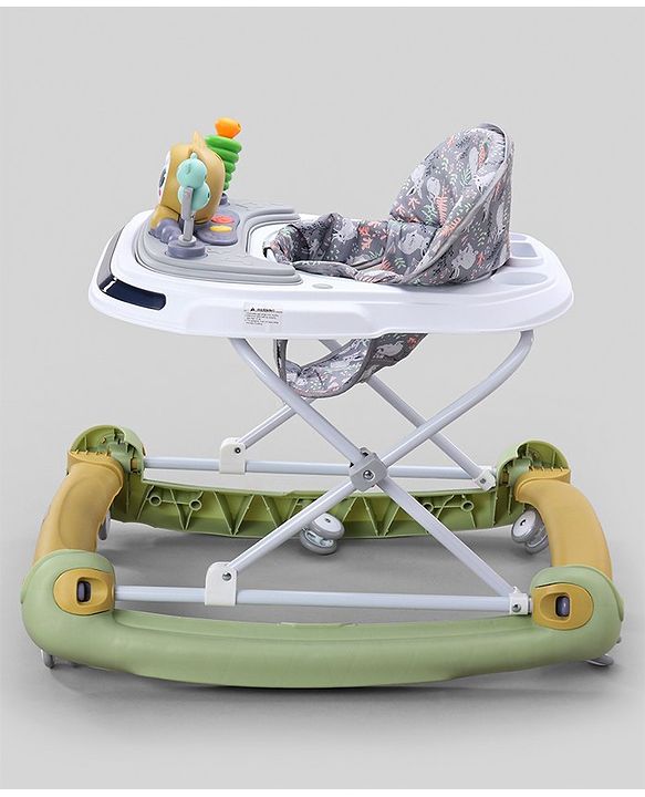 Babyhug Bunny Face 2 In 1 Walker Cum Rocker With 3 Level Adjustable Height & Musical Play Tray With Light  - Green