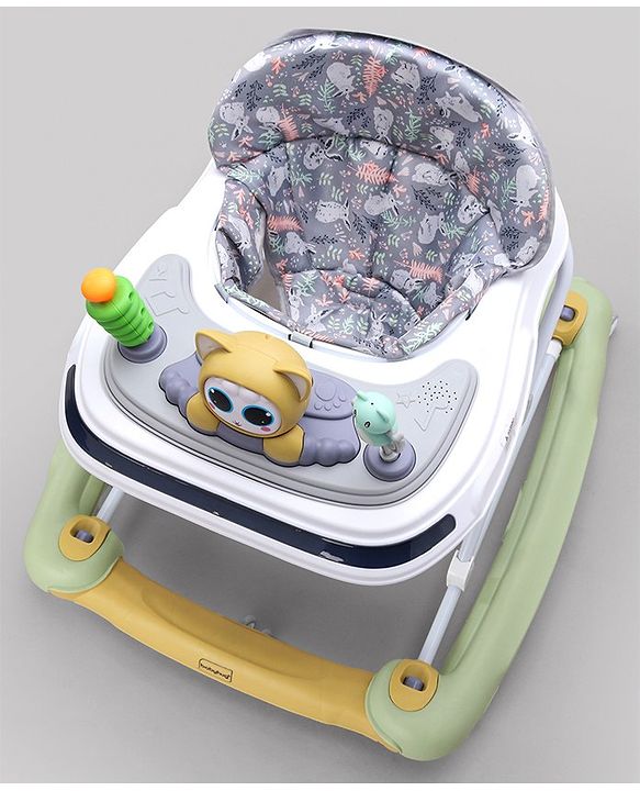 Babyhug Bunny Face 2 In 1 Walker Cum Rocker With 3 Level Adjustable Height & Musical Play Tray With Light  - Green