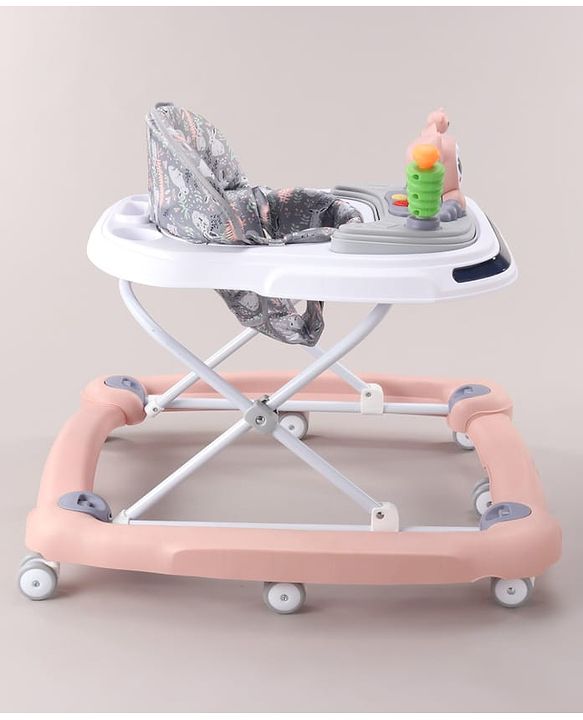 Babyhug Bunny Face 2 In 1 Walker Cum Rocker With 3 Level Adjustable Height & Musical Play Tray With Light -Blue| Adjustable Soft Cushion Seat| Smooth Swivel Wheels| Removable Toy Tray| Compact Fold