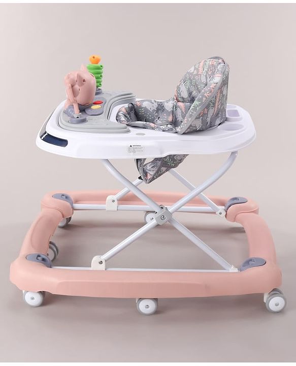 Babyhug Bunny Face 2 In 1 Walker Cum Rocker With 3 Level Adjustable Height & Musical Play Tray With Light -Blue| Adjustable Soft Cushion Seat| Smooth Swivel Wheels| Removable Toy Tray| Compact Fold