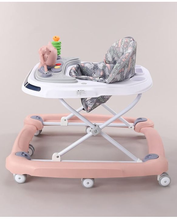 Babyhug Bunny Face 2 In 1 Walker Cum Rocker With 3 Level Adjustable Height & Musical Play Tray With Light -Blue| Adjustable Soft Cushion Seat| Smooth Swivel Wheels| Removable Toy Tray| Compact Fold