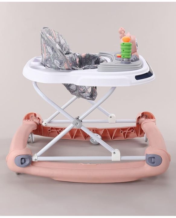 Babyhug Bunny Face 2 In 1 Walker Cum Rocker With 3 Level Adjustable Height & Musical Play Tray With Light -Blue| Adjustable Soft Cushion Seat| Smooth Swivel Wheels| Removable Toy Tray| Compact Fold