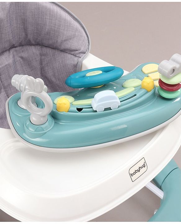 Babyhug 2 In 1 Multifunctional Baby Walker Cum Rocker With 3 Level Height Adjustment & Musical Play Tray -Green