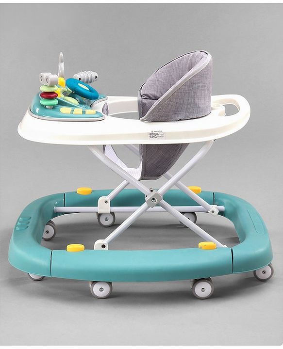 Babyhug 2 In 1 Multifunctional Baby Walker Cum Rocker With 3 Level Height Adjustment & Musical Play Tray -Green