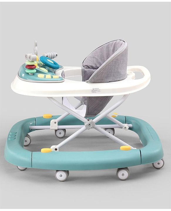 Babyhug 2 In 1 Multifunctional Baby Walker Cum Rocker With 3 Level Height Adjustment & Musical Play Tray -Green