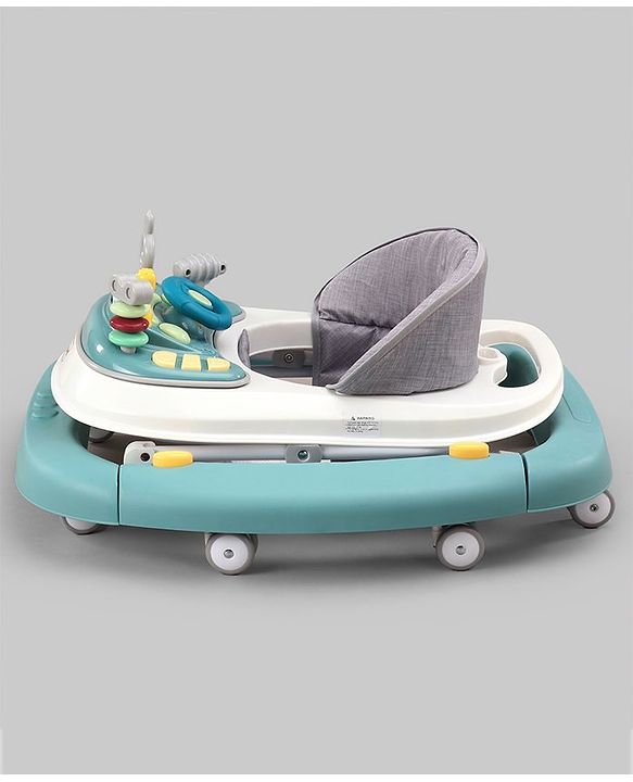 Babyhug 2 In 1 Multifunctional Baby Walker Cum Rocker With 3 Level Height Adjustment & Musical Play Tray -Green
