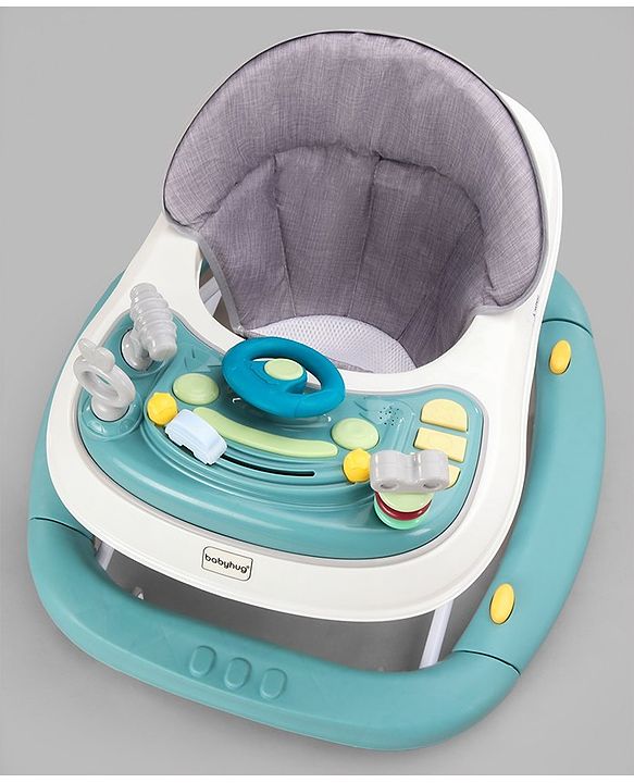 Babyhug 2 In 1 Multifunctional Baby Walker Cum Rocker With 3 Level Height Adjustment & Musical Play Tray -Green