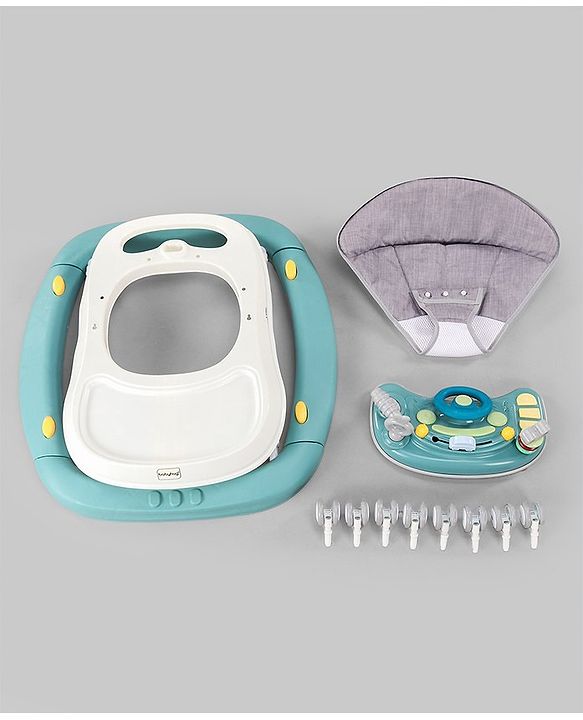 Babyhug 2 In 1 Multifunctional Baby Walker Cum Rocker With 3 Level Height Adjustment & Musical Play Tray -Green