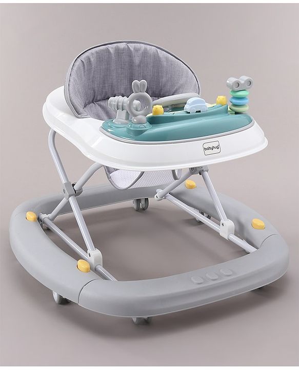 Babyhug 2 In 1 Multifunctional Baby Walker Cum Rocker With 3 Level Height Adjustment & Musical Play Tray -Green