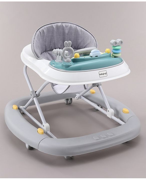 Babyhug 2 In 1 Multifunctional Baby Walker Cum Rocker With 3 Level Height Adjustment & Musical Play Tray -Green