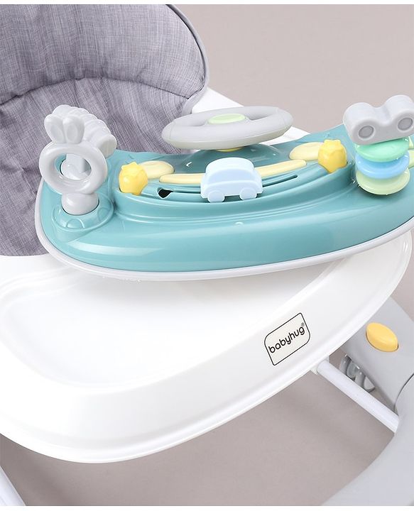 Babyhug 2 In 1 Multifunctional Baby Walker Cum Rocker With 3 Level Height Adjustment & Musical Play Tray -Green