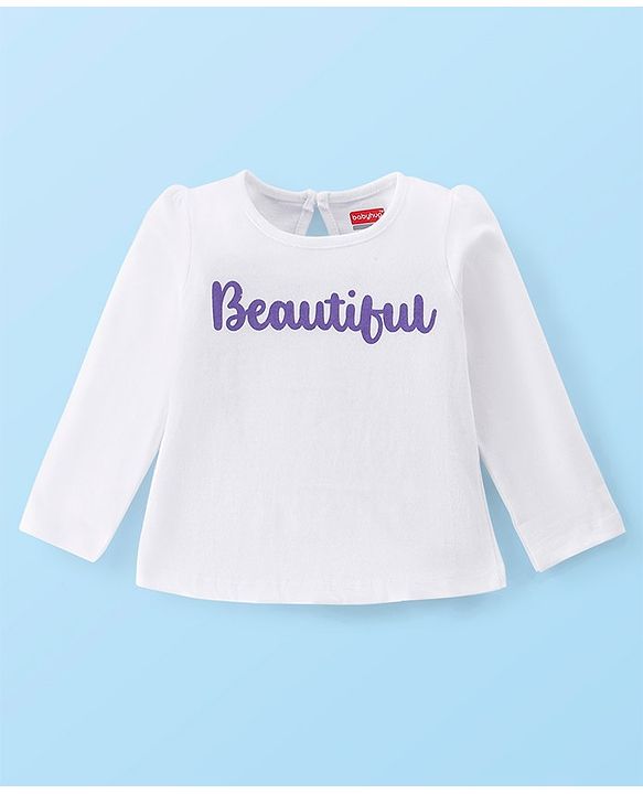 Babyhug 100% Cotton Knit Full Sleeves T-Shirt & Dungaree With Floral Print - Yellow & Purple