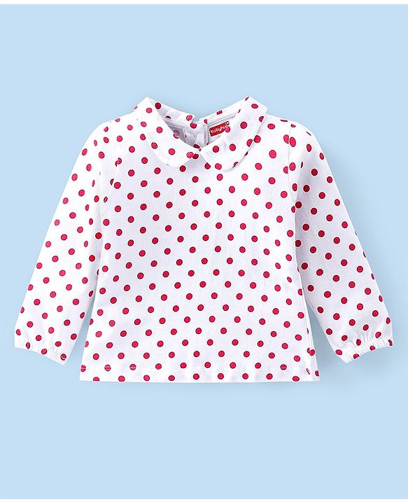 Babyhug Cotton  Knit Full Sleeves Top with Skirt Floral  Printed - Red