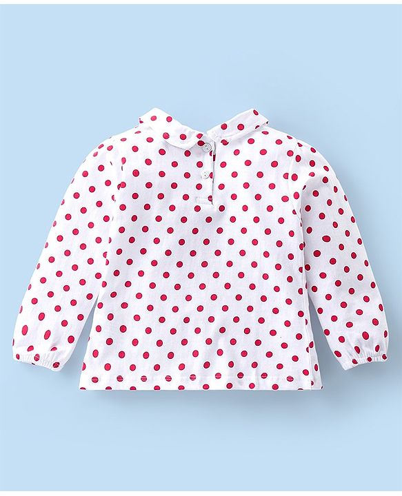 Babyhug Cotton  Knit Full Sleeves Top with Skirt Floral  Printed - Red