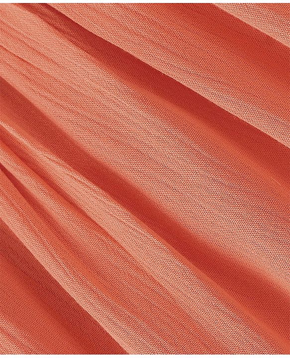 Babyhug Cotton Knit Full Sleeves Floral Embroidery Frock - Orange