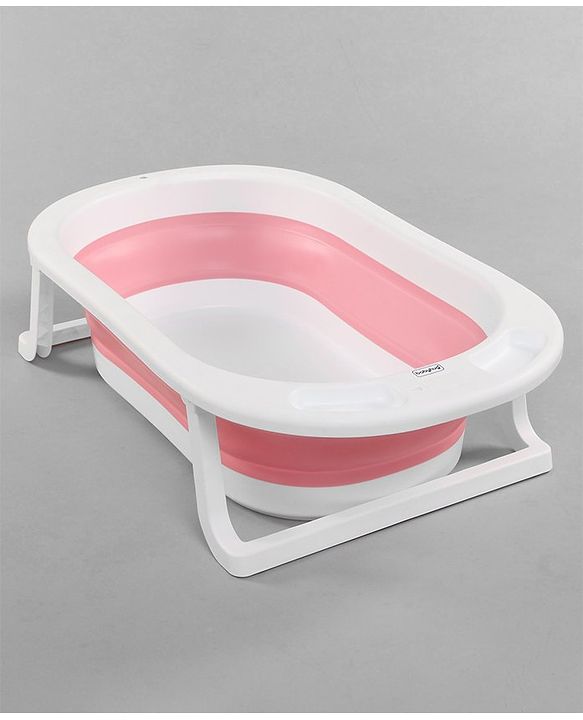 Babyhug Foldable Bath Tub with Printed Cushion - Pink