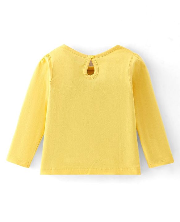 Babyhug Cotton Full Sleeves T-Shirt with Dino Graphics - Yellow