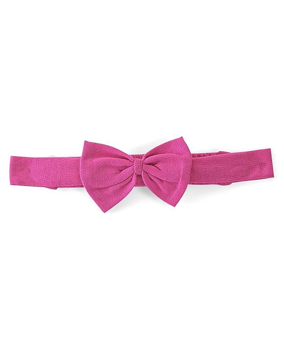 Babyhug Cotton Knit Full Sleeves Frock with Headband & Bow Applique - Pink