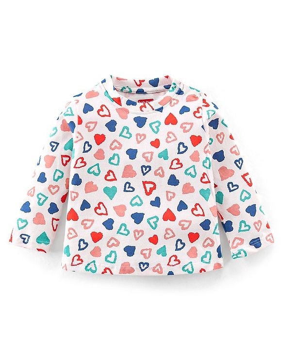 Babyhug Interlock Cotton Knit Full Sleeves Heat Print Night Suit - White