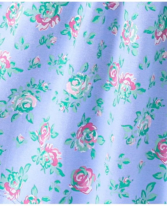 Babyhug Cotton Knit Half Sleeves Frock with Bloomer & Hairband Floral Printed - Blue