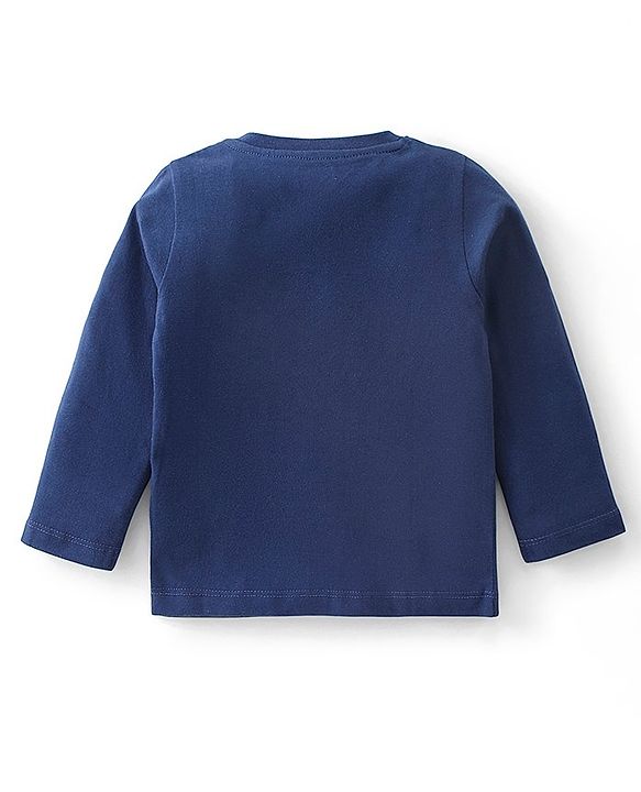 Babyhug Cotton Knit Full Sleeves Dino Graphics Printed  T-Shirt - Navy Blue