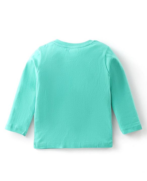 Babyhug Cotton Knit Full Sleeves T-Shirt Graphic Text Print - Green