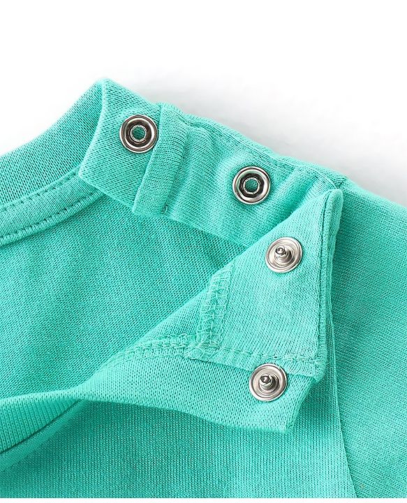 Babyhug Cotton Knit Full Sleeves T-Shirt Graphic Text Print - Green