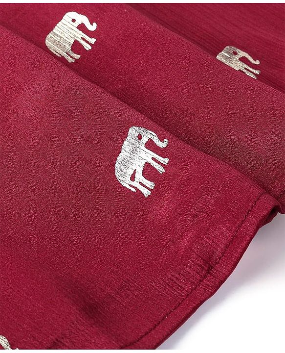 Babyhug Woven Full Sleeves Foil Printed Kurta & Pyjama Set - Maroon & White