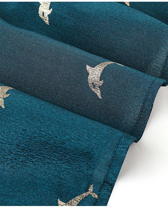 Babyhug Woven Full Sleeves Foil Printed Kurta & Dhoti Set - Teal Blue