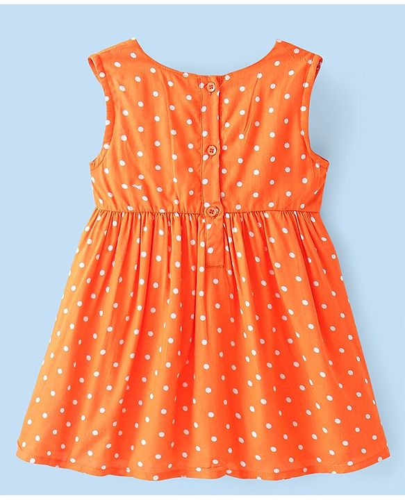 Babyhug Cotton Woven Frock with Half Sleeves T-Shirt Polka Dot Print - Multicolour