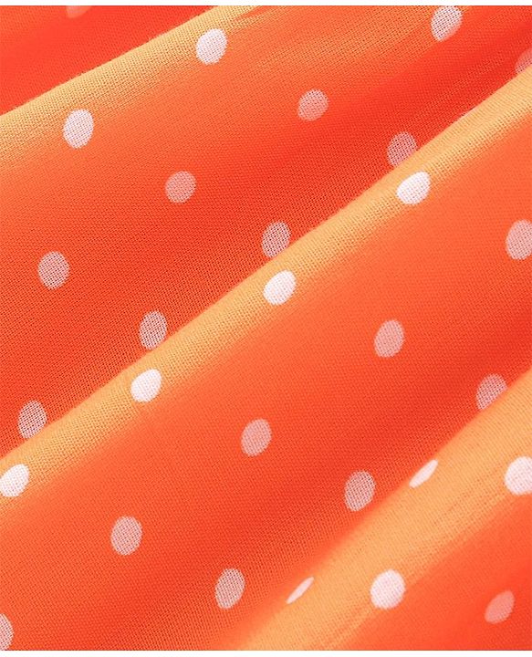 Babyhug Cotton Woven Frock with Half Sleeves T-Shirt Polka Dot Print - Multicolour