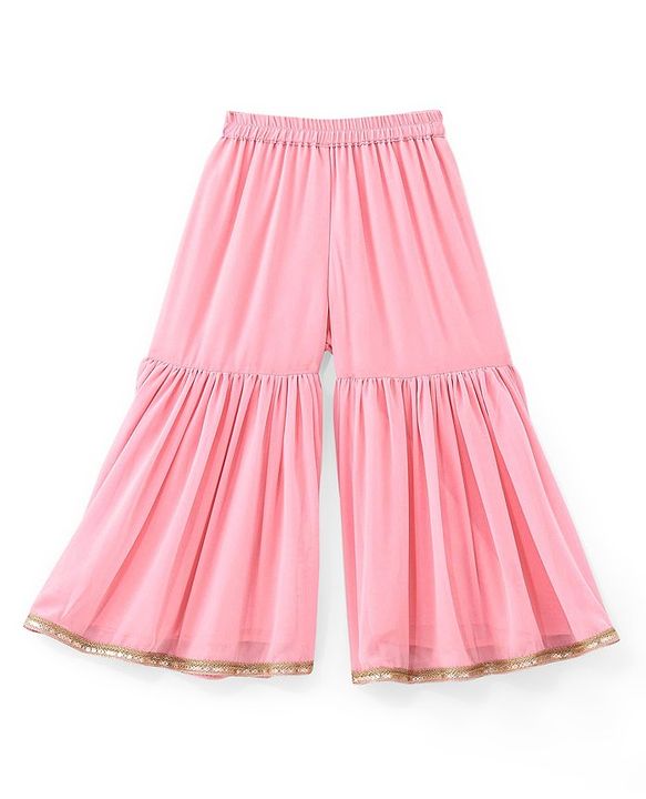 Babyhug Three Fourth Sleeves Sequenced & Embroidered Kurti with Sharara & Dupatta Set - Pink