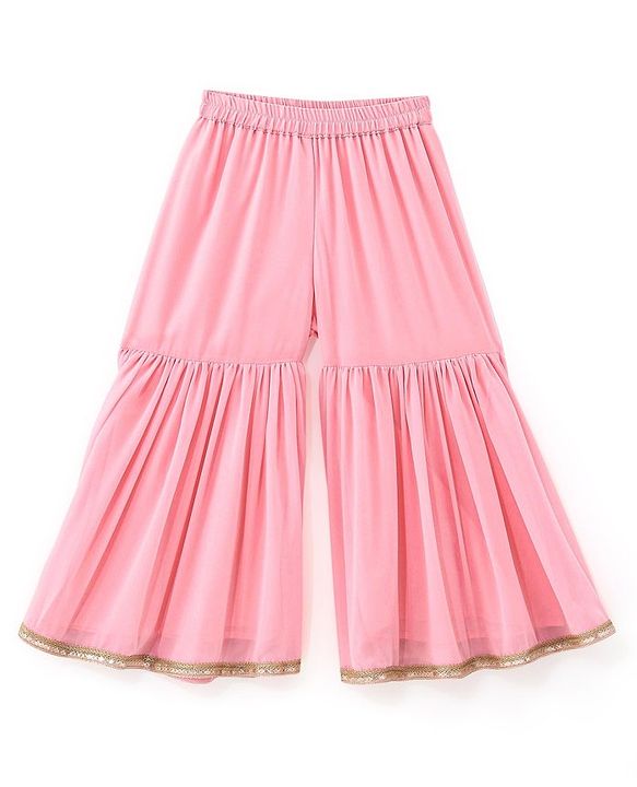 Babyhug Three Fourth Sleeves Sequenced & Embroidered Kurti with Sharara & Dupatta Set - Pink
