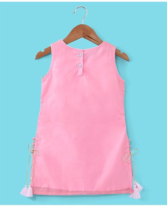 Babyhug Sleeveless Sequenced Embroidered Kurti with Sharara and Dupatta Set - Pink