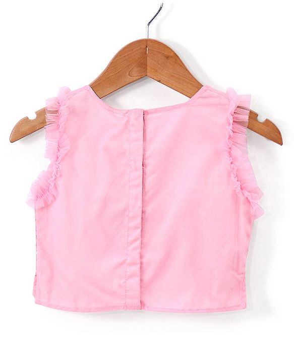 Babyhug Sleeveless Sequenced Choli with Embroidered Lehenga and Dupatta - Pink