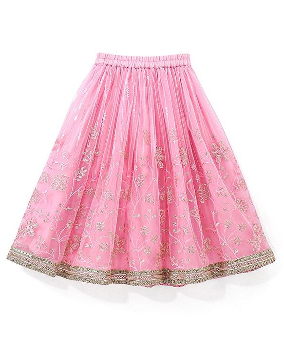 Babyhug Sleeveless Sequenced Choli with Embroidered Lehenga and Dupatta - Pink