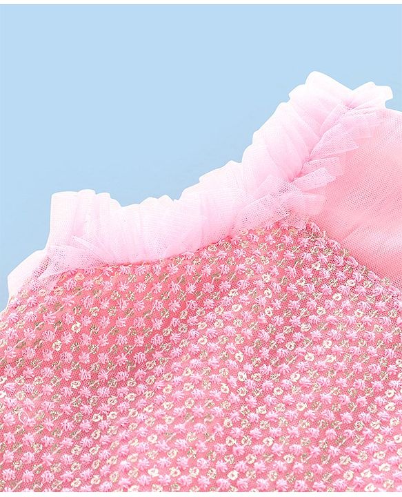 Babyhug Sleeveless Sequenced Choli with Embroidered Lehenga and Dupatta - Pink