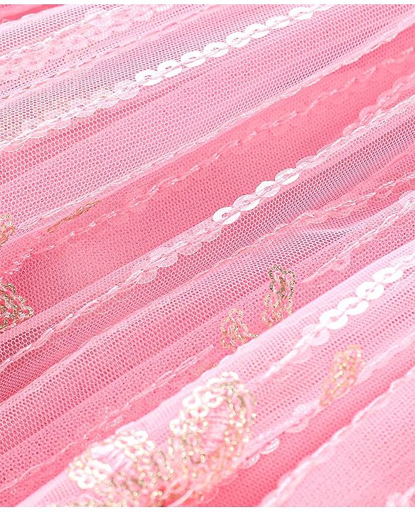 Babyhug Sleeveless Sequenced Choli with Embroidered Lehenga and Dupatta - Pink