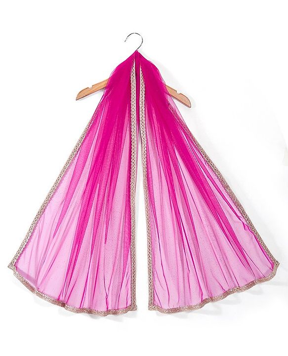 Babyhug Half Sleeves Sequenced Choli with Embroidered Lehenga and Dupatta Set - Fuschia