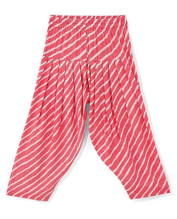 Babyhug Woven Sleeveless Kurti & Churidar Set with Dupatta Ajrakh Print - Pink