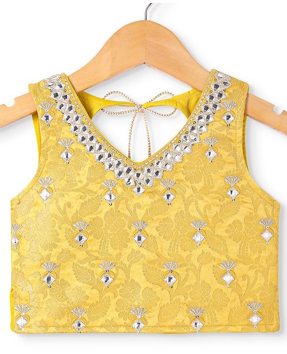 Babyhug  Brocade Sleeveless Floral Printed Choli Lehenga Set with Dupatta - Yellow