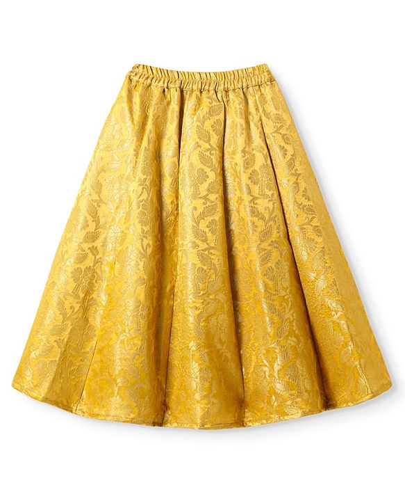 Babyhug  Brocade Sleeveless Floral Printed Choli Lehenga Set with Dupatta - Yellow