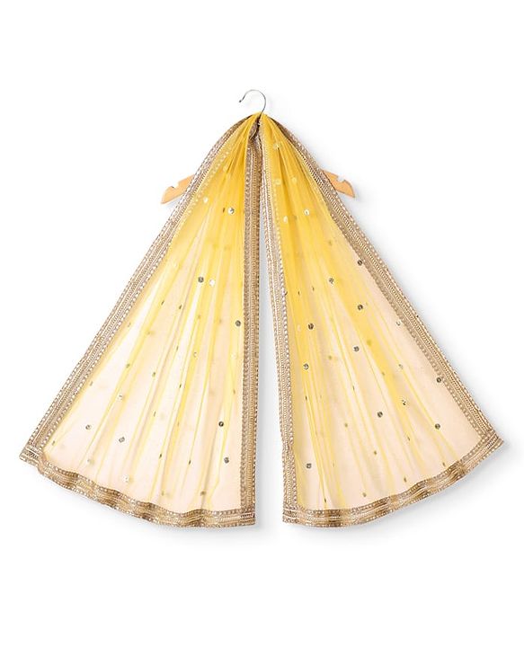 Babyhug  Brocade Sleeveless Floral Printed Choli Lehenga Set with Dupatta - Yellow