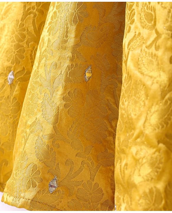 Babyhug  Brocade Sleeveless Floral Printed Choli Lehenga Set with Dupatta - Yellow
