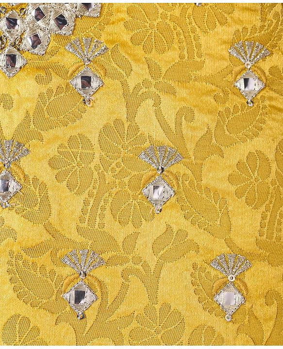 Babyhug  Brocade Sleeveless Floral Printed Choli Lehenga Set with Dupatta - Yellow