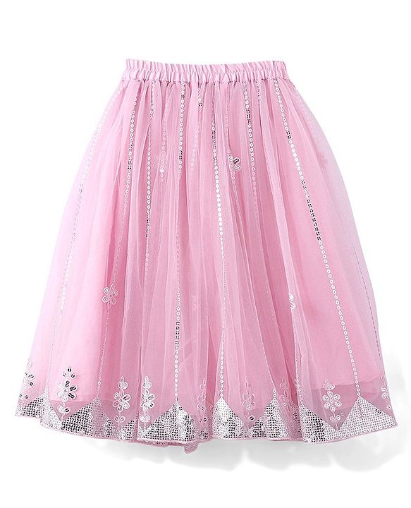 Babyhug Half Sleeve Sequined Choli Lehenga and Dupatta Set - Light Pink