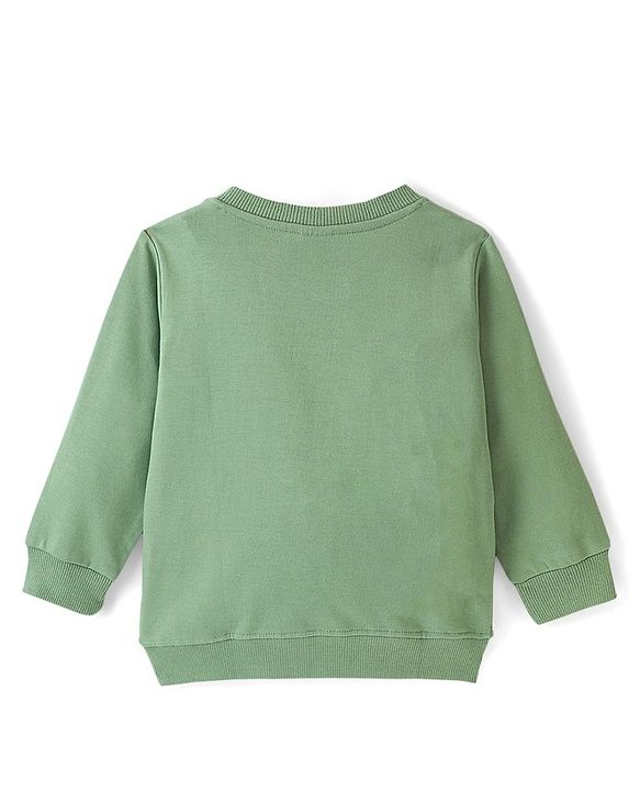 Babyhug 100% Cotton Knit Full Sleeves Sweatshirt With Teddy & Fox Graphics - Green